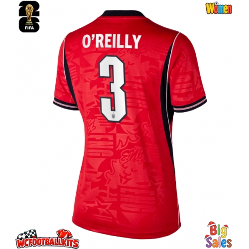 England Nico O'Reilly #3 Replica Away Stadium Shirt for Women World Cup 2026 Short Sleeve